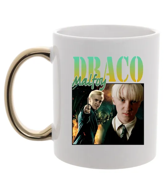 Чашка с цветной ручкой Tom Felton Draco Malfoy Золото фото
