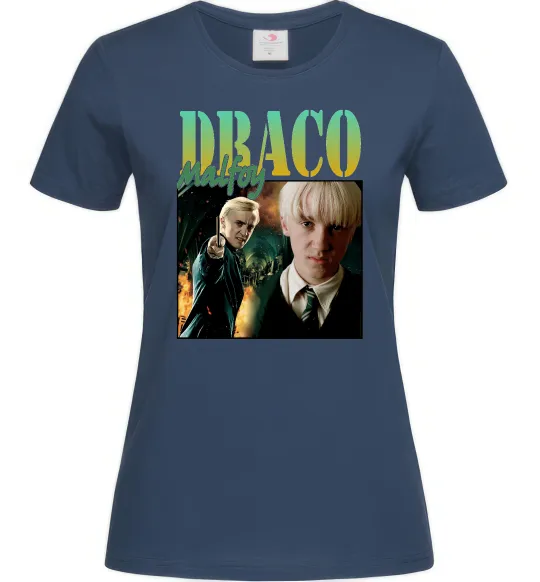 Женская футболка Tom Felton Draco Malfoy Темно-синий фото