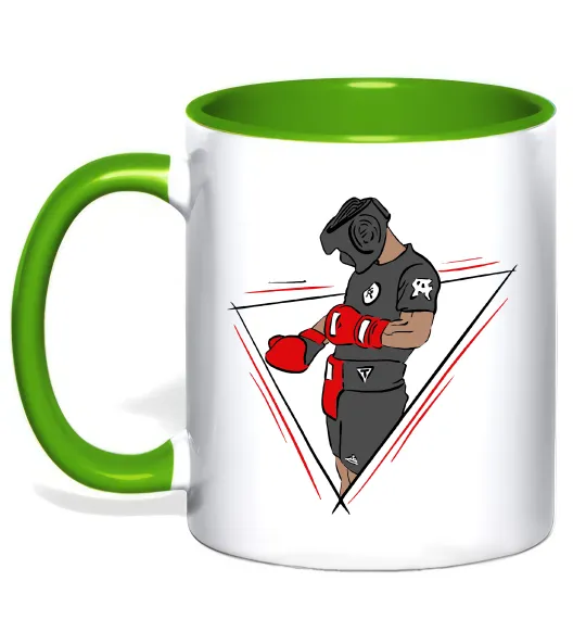 Чашка з кольоровою ручкою Боксер Лаймовий фото