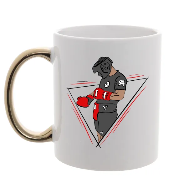 Чашка з кольоровою ручкою Боксер Золото фото