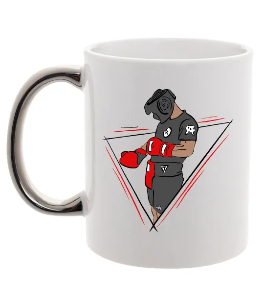 Чашка з кольоровою ручкою Боксер Срібло фото