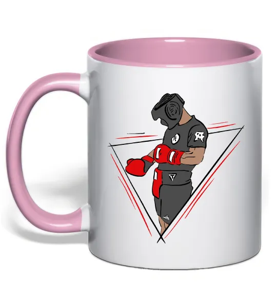 Чашка з кольоровою ручкою Боксер Ніжно рожевий фото