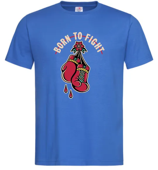 Мужская футболка Born to fight рукавиці Ярко-синий фото