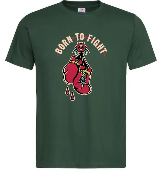 Мужская футболка Born to fight рукавиці Темно-зеленый фото