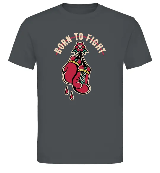 Мужская футболка Born to fight рукавиці Графит фото