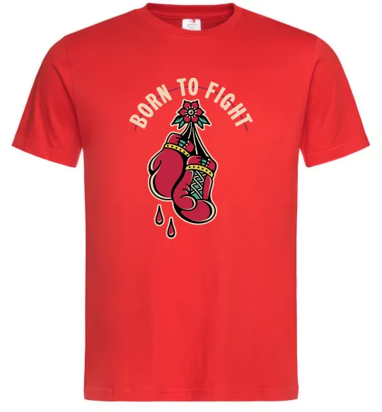 Мужская футболка Born to fight рукавиці Красный фото