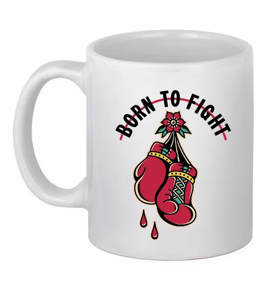 Чашка керамическая Born to fight рукавиці Белый фото