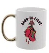 Чашка с цветной ручкой Born to fight рукавиці Золото фото