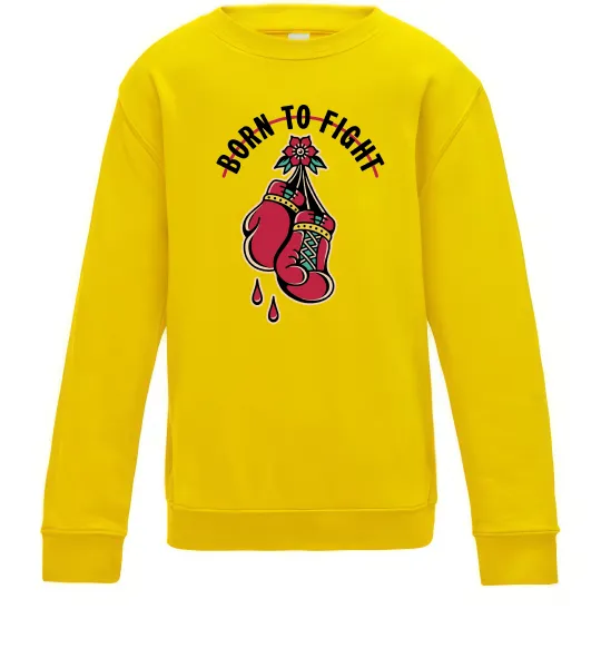 Детский Свитшот Born to fight рукавиці Солнечно желтый фото