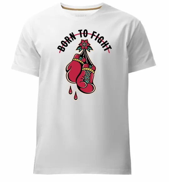 Мужская премиум футболка Born to fight рукавиці Белый фото