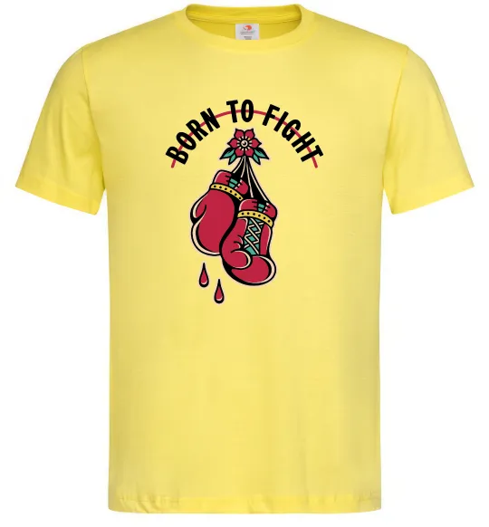 Мужская футболка Born to fight рукавиці Лимонный фото
