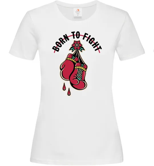 Женская футболка Born to fight рукавиці Белый фото
