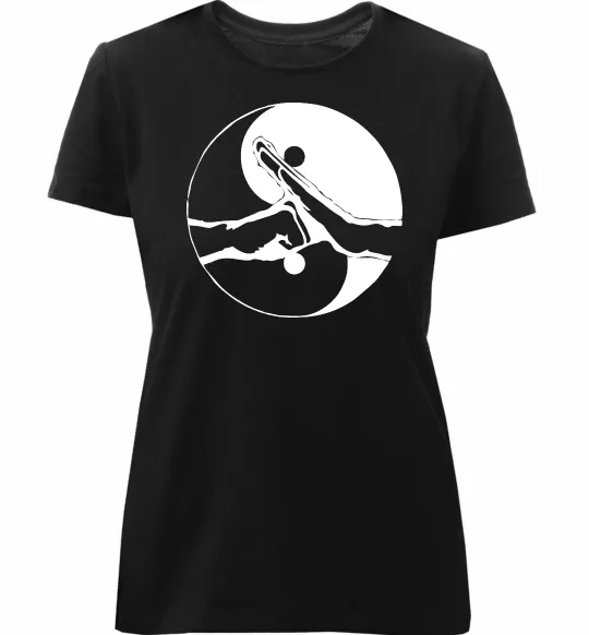 Женская премиум футболка Інь Янь руки Черный фото