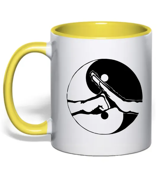 Чашка с цветной ручкой Інь Янь руки Лимонный фото