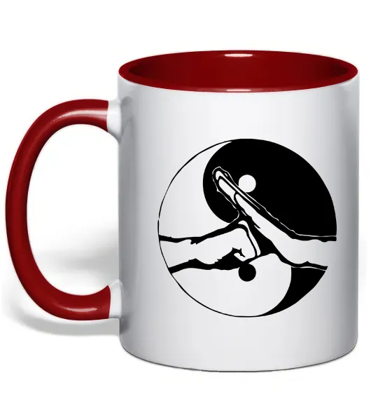 Чашка с цветной ручкой Інь Янь руки Красный фото