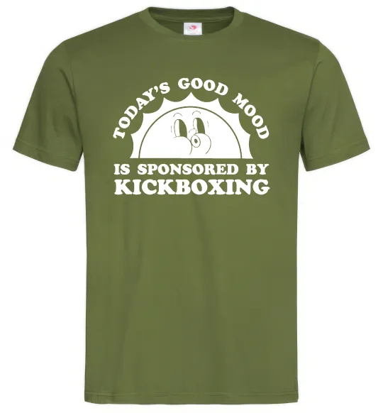 Мужская футболка Kickboxing good mood Оливковый фото