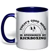 Чашка с цветной ручкой Kickboxing good mood Глубокий темно-синий фото