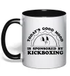 Чашка с цветной ручкой Kickboxing good mood Черный фото