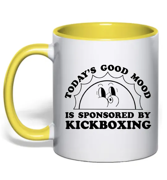 Чашка с цветной ручкой Kickboxing good mood Лимонный фото