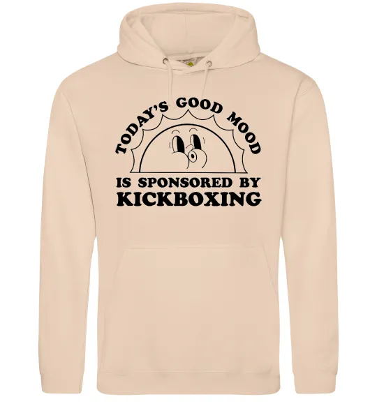 Мужская толстовка (худи) Kickboxing good mood Песочный фото