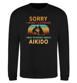 Світшот Thinking about aikido Чорний фото
