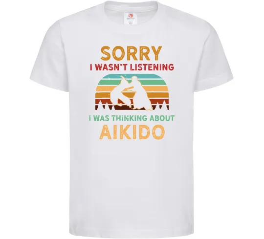 Детская футболка Thinking about aikido Белый фото