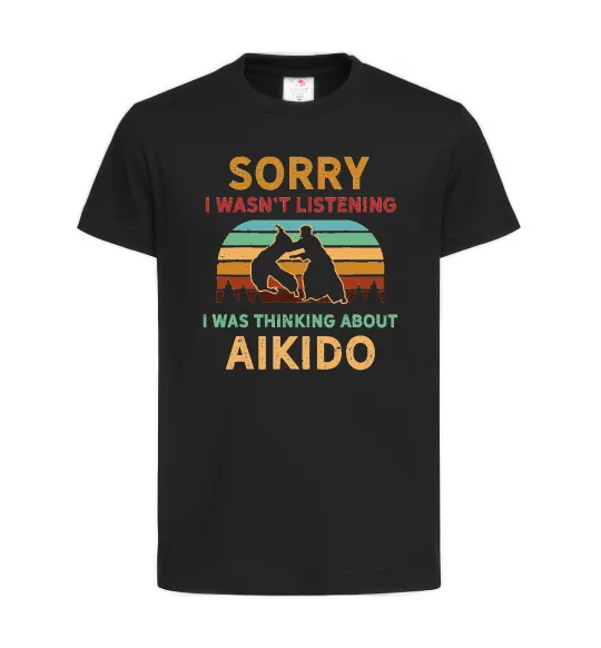 Дитяча футболка Thinking about aikido Чорний фото