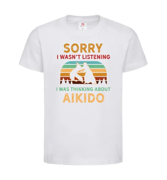 Дитяча футболка Thinking about aikido Білий фото