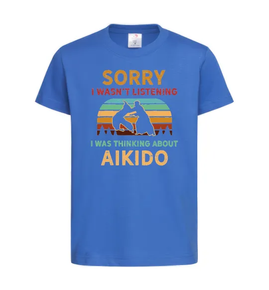 Дитяча футболка Thinking about aikido Яскраво-синій фото