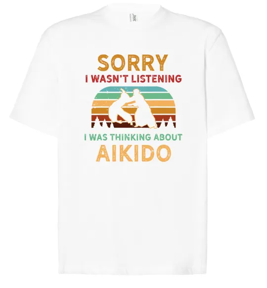 Футболка Оверсайз Thinking about aikido Белый фото