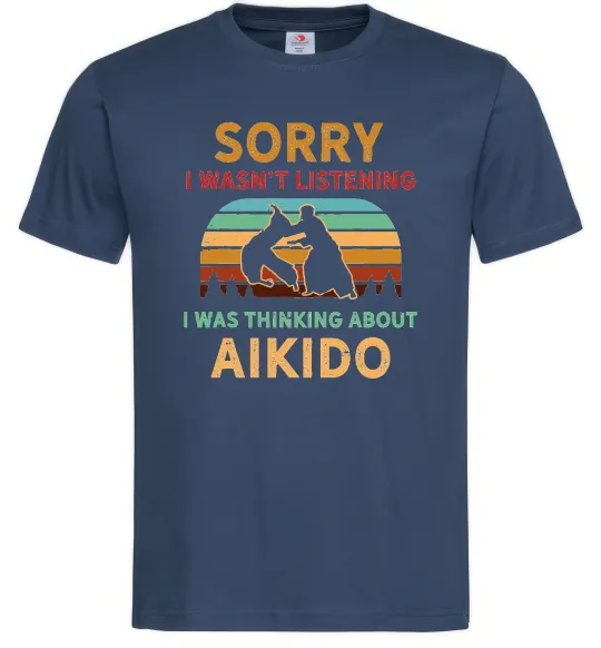Мужская футболка Thinking about aikido Темно-синий фото