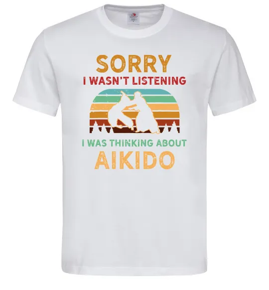 Мужская футболка Thinking about aikido Белый фото