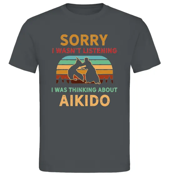 Мужская футболка Thinking about aikido Графит фото