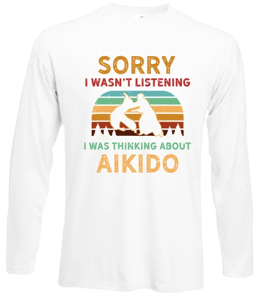 Лонгслив Thinking about aikido Белый фото