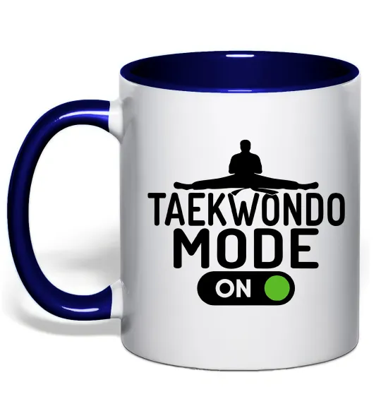 Чашка с цветной ручкой Taekwondo mode on Глубокий темно-синий фото