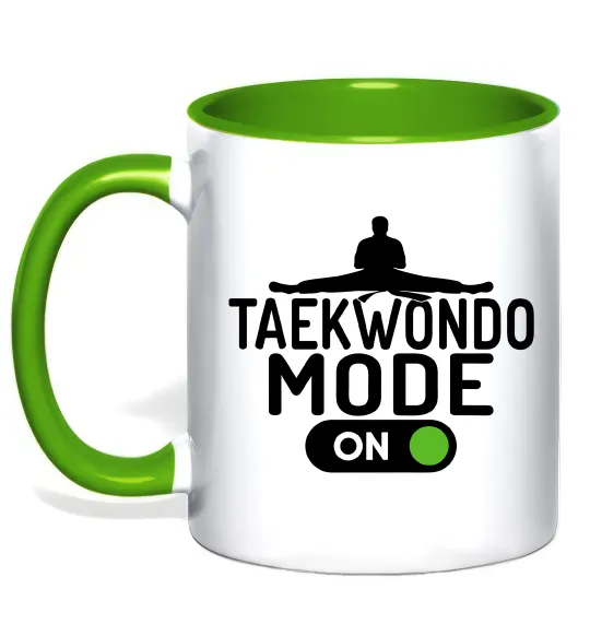 Чашка с цветной ручкой Taekwondo mode on Лаймовый фото