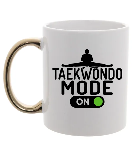 Чашка с цветной ручкой Taekwondo mode on Золото фото