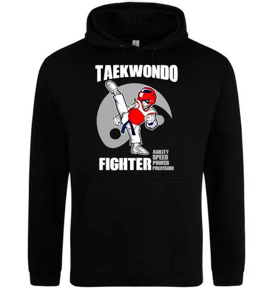 Мужская толстовка (худи) Taekwondo fighter Черный фото