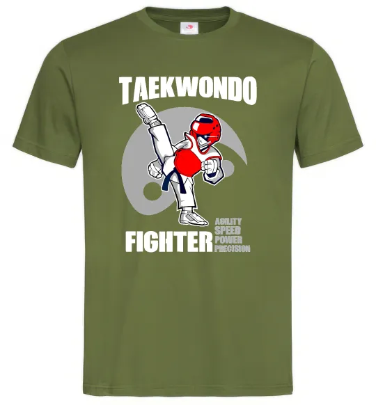 Мужская футболка Taekwondo fighter Оливковый фото