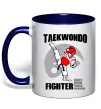 Чашка с цветной ручкой Taekwondo fighter Глубокий темно-синий фото