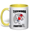 Чашка с цветной ручкой Taekwondo fighter Лимонный фото