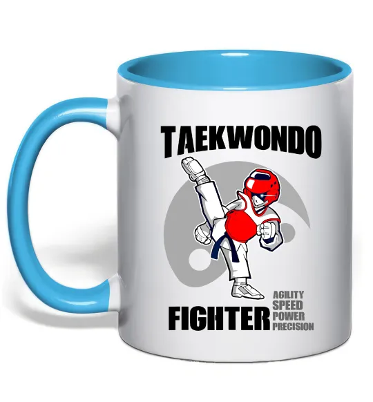 Чашка с цветной ручкой Taekwondo fighter Голубой фото