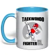Чашка с цветной ручкой Taekwondo fighter Голубой фото