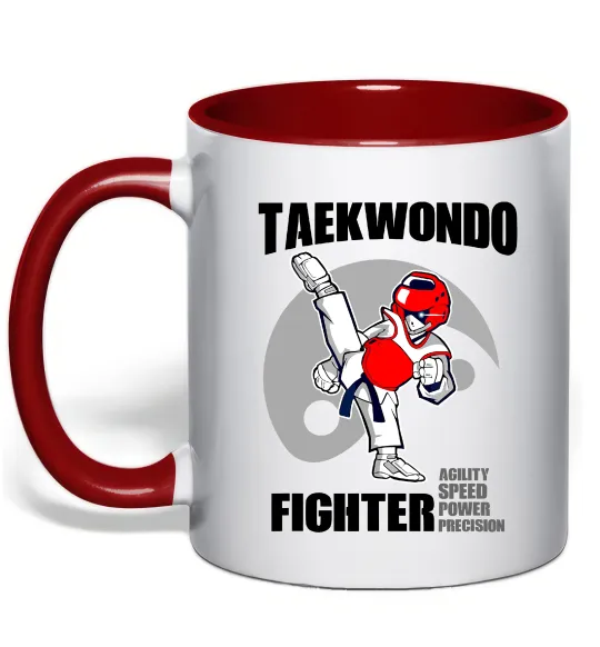 Чашка с цветной ручкой Taekwondo fighter Красный фото