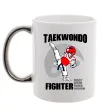 Чашка с цветной ручкой Taekwondo fighter Серебро фото