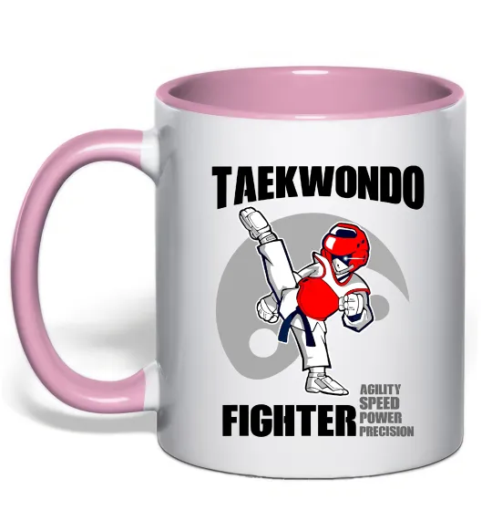 Чашка с цветной ручкой Taekwondo fighter Нежно розовый фото