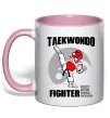Чашка с цветной ручкой Taekwondo fighter Нежно розовый фото