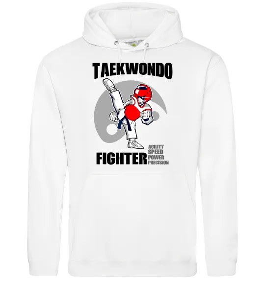 Мужская толстовка (худи) Taekwondo fighter Белый фото