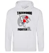 Мужская толстовка (худи) Taekwondo fighter Серый меланж фото