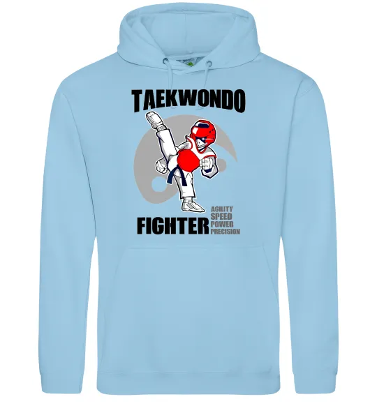 Мужская толстовка (худи) Taekwondo fighter Голубой фото